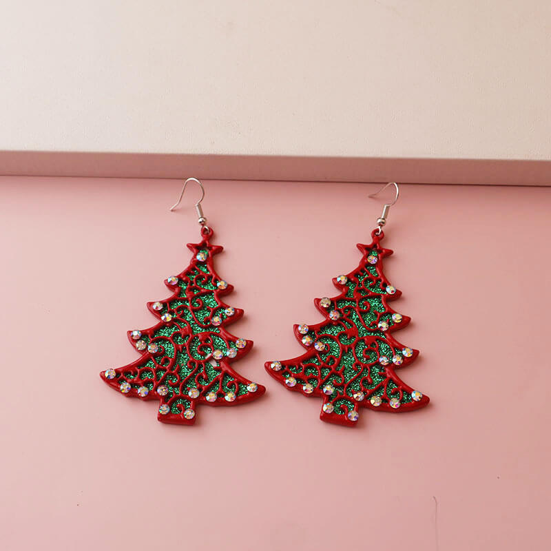 Christmas Inlaid Zircon Christmas Tree Fashion Simple All-match Earrings for Women