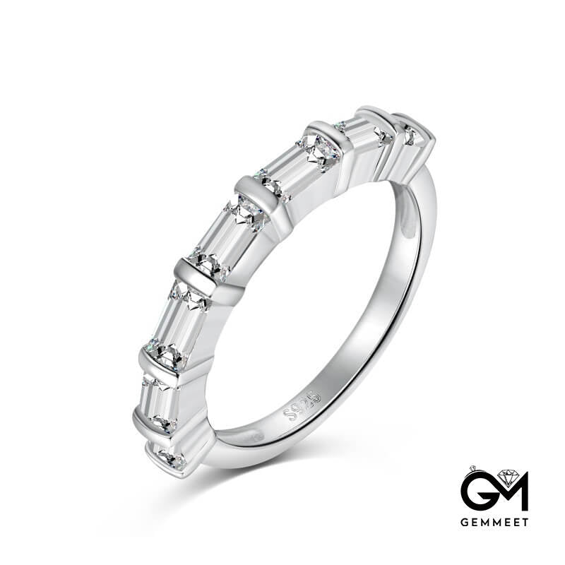 S925 Pure Silver White Rectangular Zircon Ring