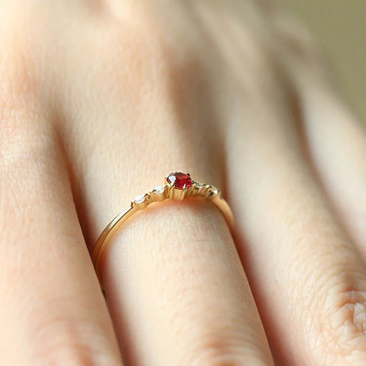 Garnet Minimalist Tiny Ring