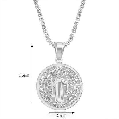 Stainless Steel Priest Exorcist Round Pendant