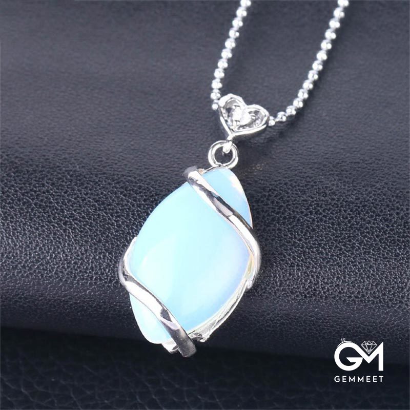 Marquise Pattern White Turquoise Charm Necklace Pendant