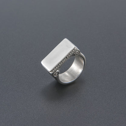 Stainless Steel Fashion Roman Column Smooth Ring