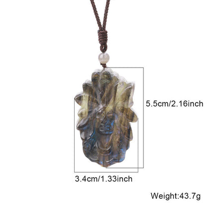 Natural stone pulled feldspar necklace Figure animal flower pendant carved angel star Moon jewelry