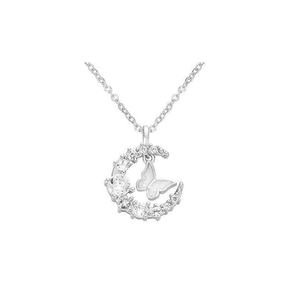 Moon Butterfly Zircon Necklace