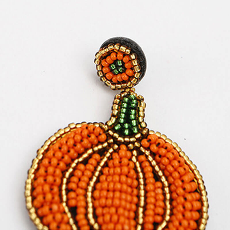 Halloween Retro Pumpkin Earrings Bohemian High-end Handmade Rice Bead Earrings