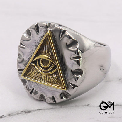 Stainless Steel God's Eye Solid Ring for Men