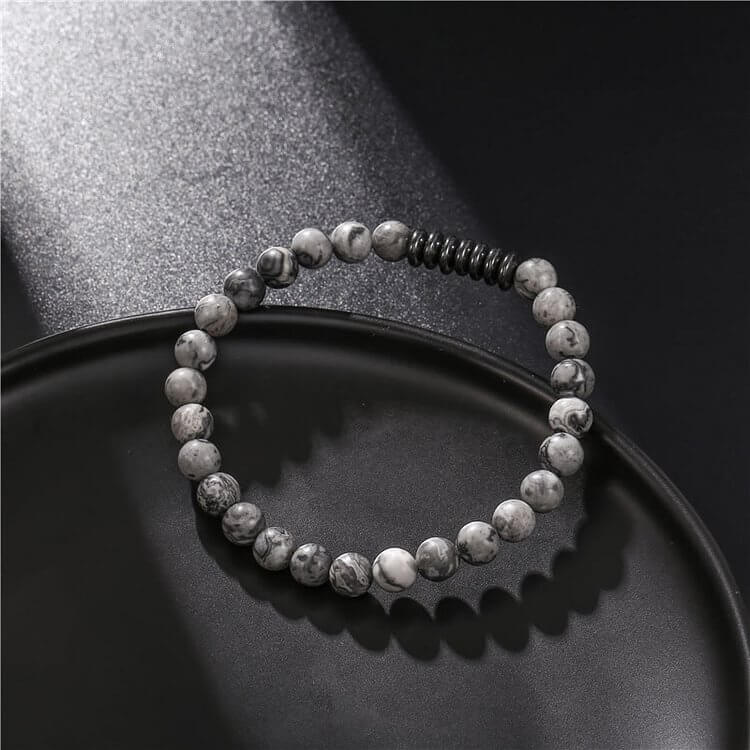 6mm Natural Stone Beads Mens Bracelet