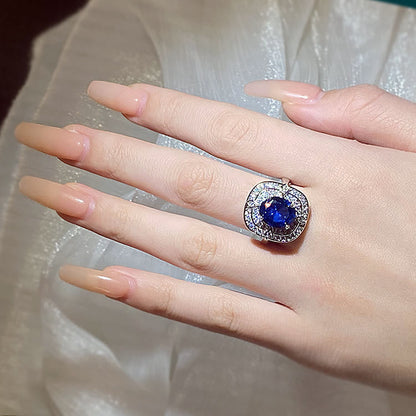 Luxury Wedding Sparkling Royal Blue Zircon Rings