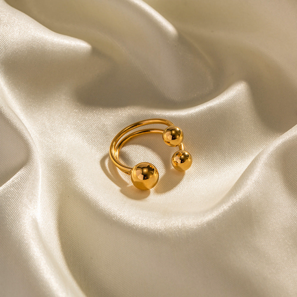 18K Gold Three-ball Gold Open Ring