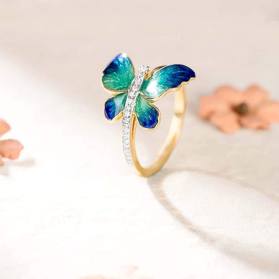 Dancing Butterfly Zircon Ring