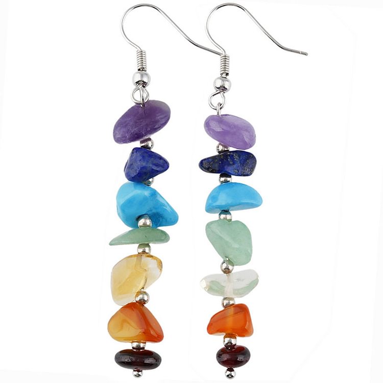 Irregular Rock Tassel Chakra Orgone Earrings