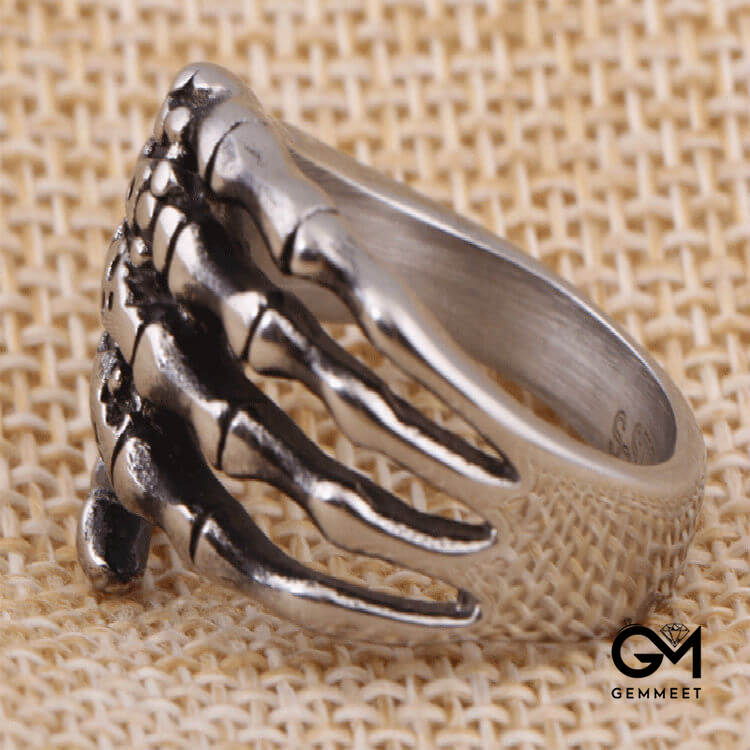 Old Punk Skull Palm Ring