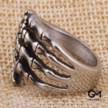 Old Punk Skull Palm Ring