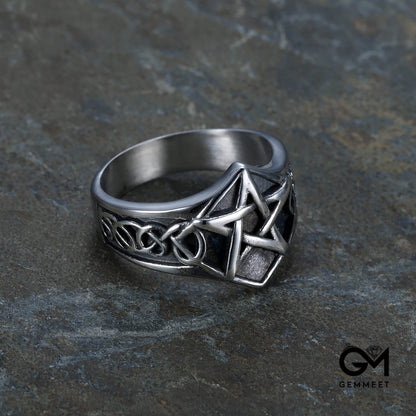 Titanium Steel Pentagram Lucifer Satan Ring