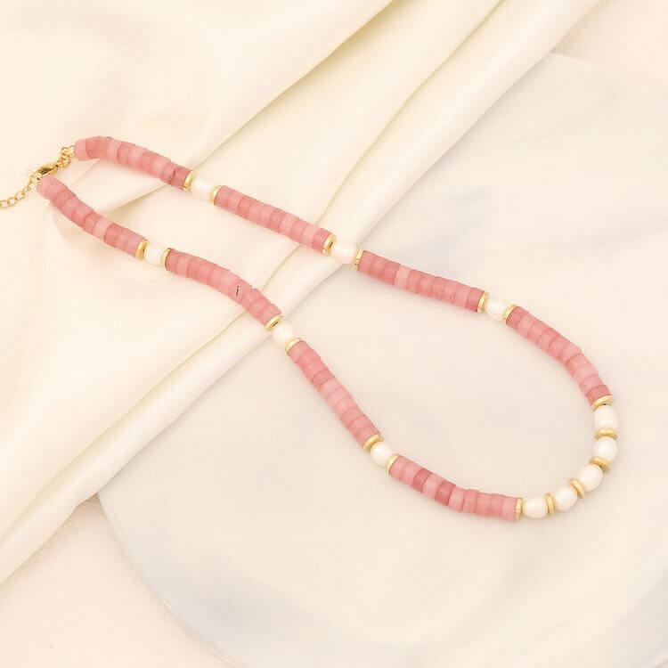 Pearl Necklace with Small Cylindrical Beads