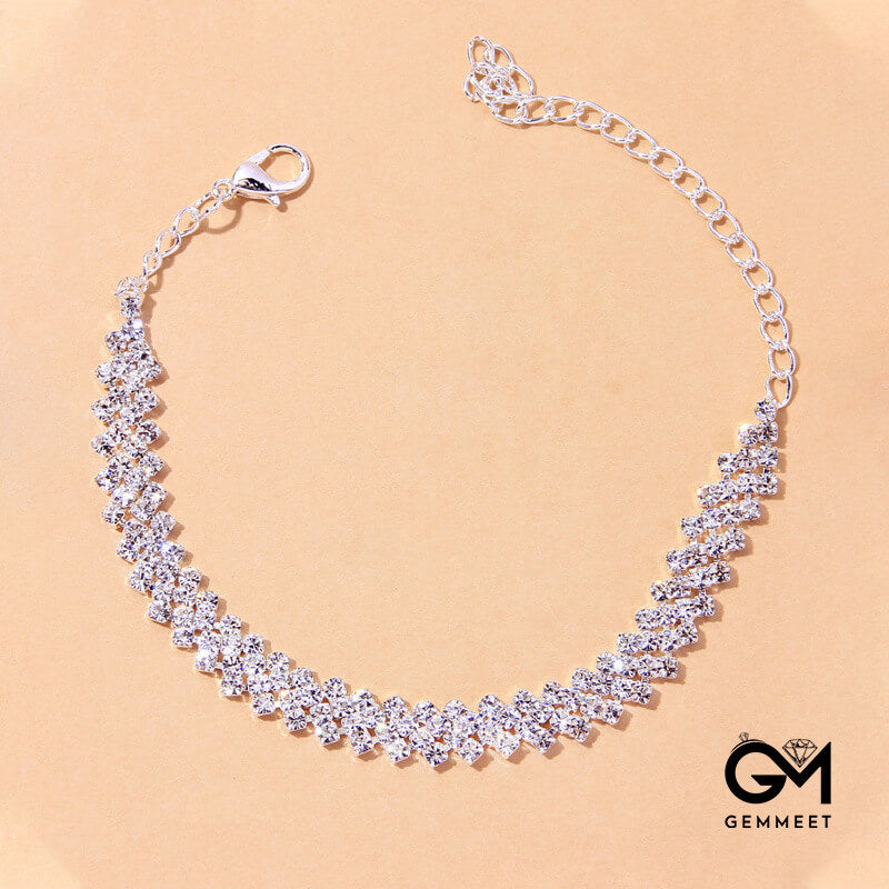 Simple Zircon Cross Anklet