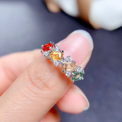 Imitation Natural Colorful Tourmaline Open Ring Bar Ring Tail Ring Wedding Ring