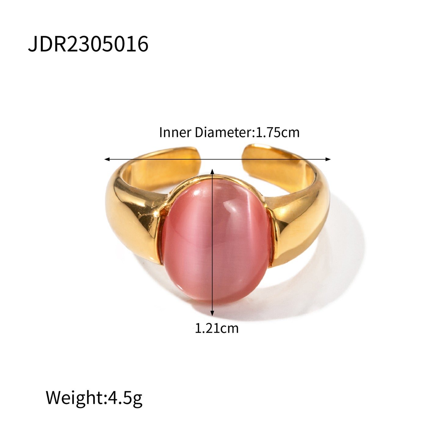 Minimalism Oval Cut Cat Eye Stone Signet Ring