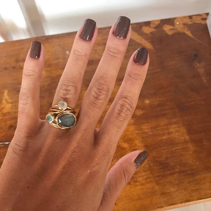 Golden Hollow Moonstone Cocktail Ring