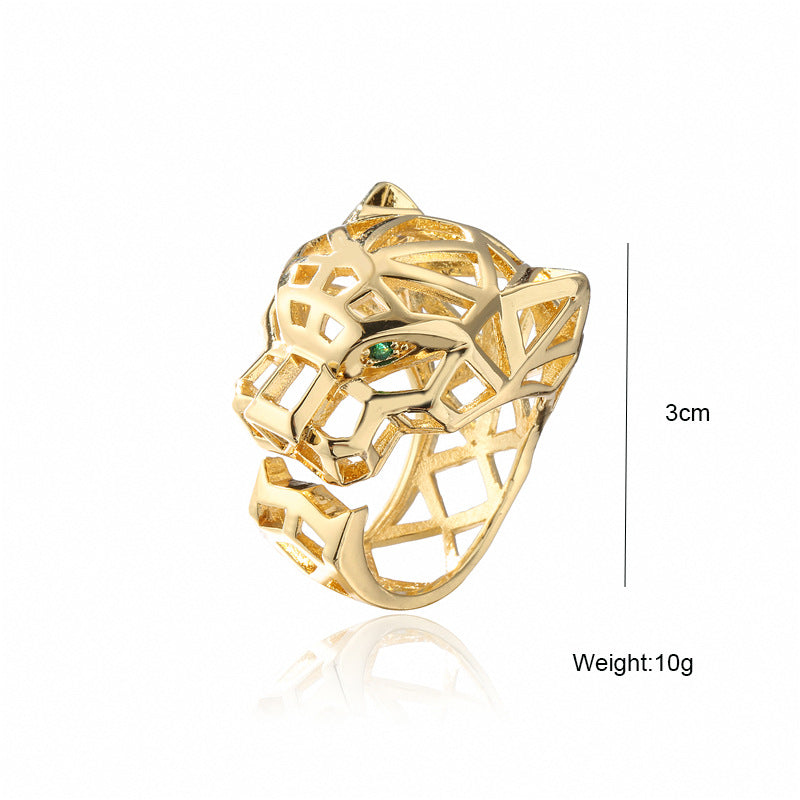 Hip Hop Hollow Leopard Punk Ring