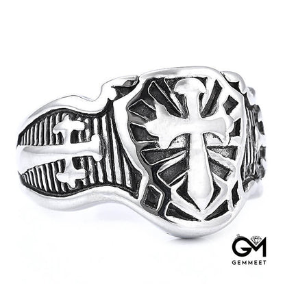 Stainless Steel Vintage Templar Logo Ring