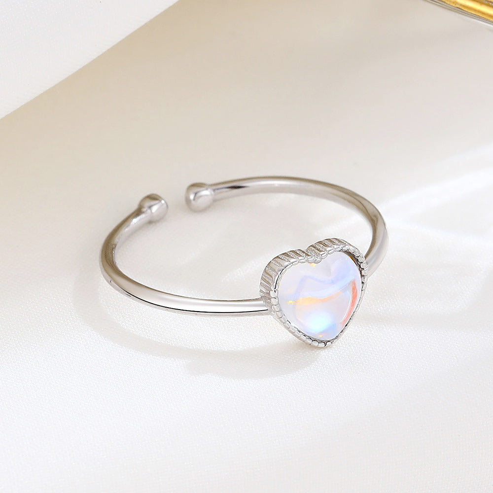 Shinny Heart Shape Crystal Adjustable Ring