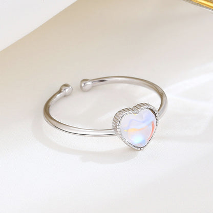 Shinny Heart Shape Crystal Adjustable Ring