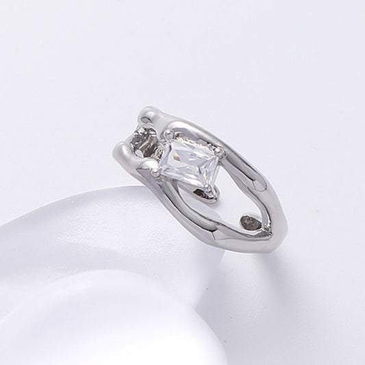 Square Zircon Hollow Light Luxury High-end Hot Girl Ring