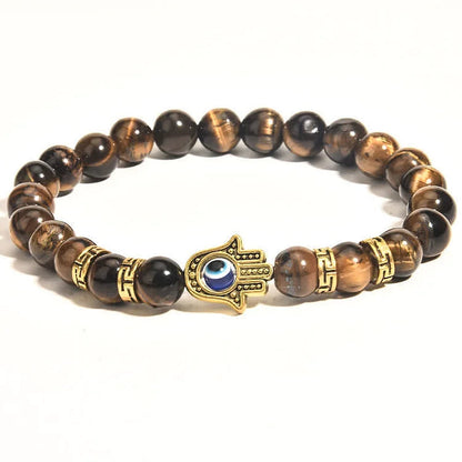 Hamsa Hand Tiger Eye String Bracelet