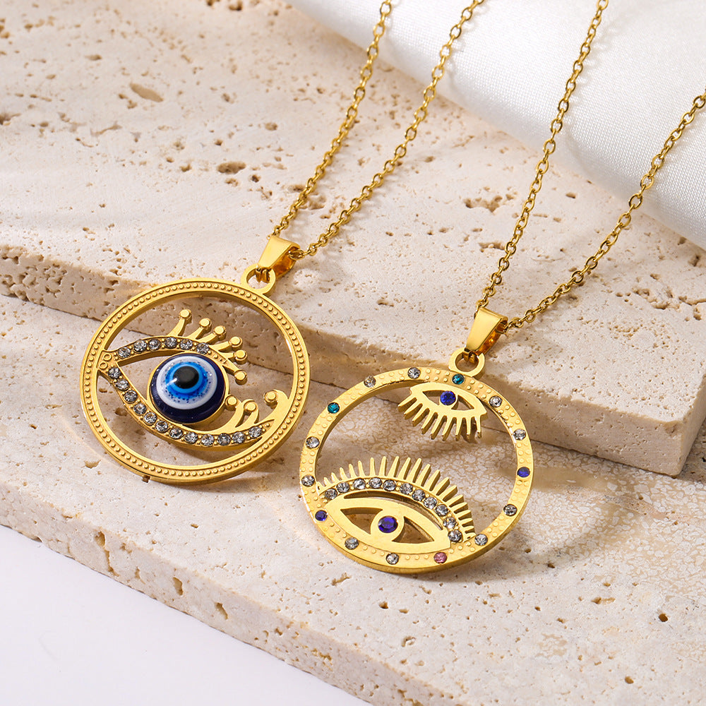 Evil Eye Hollow Pendants Necklace