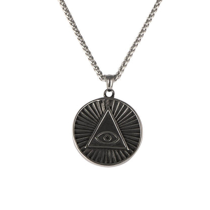 Vintage Devil Triangle Eye Titanium Steel Necklace