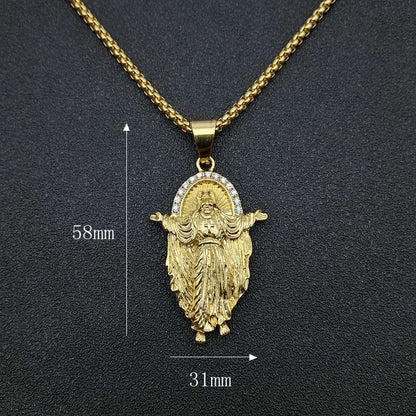 Hip Hop Jewelry Gold Plated Zirconia Jesus Pendant