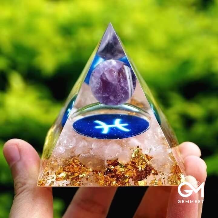 Blue Chalcedony Clear Quartz Orgone Pyramid