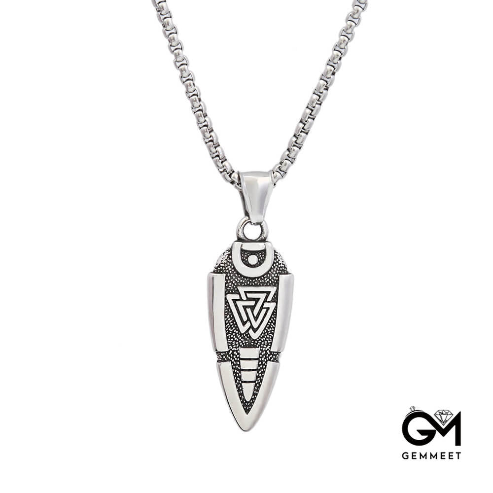 Titanium Steel Viking Arrow Triangle Logo Necklace