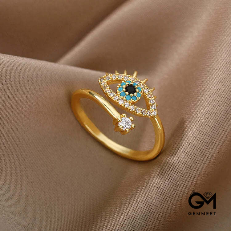 Evil Eye Diamond Adjustable Ring