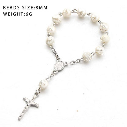 Pearl Heart Cross Bracelet