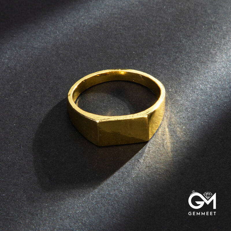 Simple Smooth Gold and Silver Black Ring