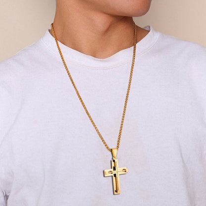 Jesus Christ Cross Pendant Stainless Steel Necklace