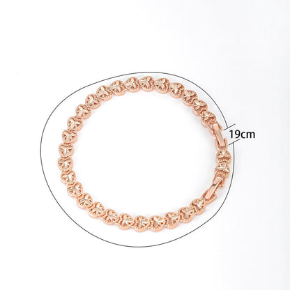 K-plated Gold Car Flower Heart Bracelet for Women