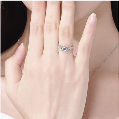 Niche Design Flower Moonstone Ring