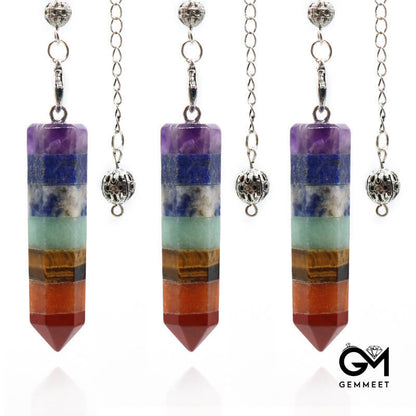 Seven Color Stone Hexagon Column Spirit Pendulum