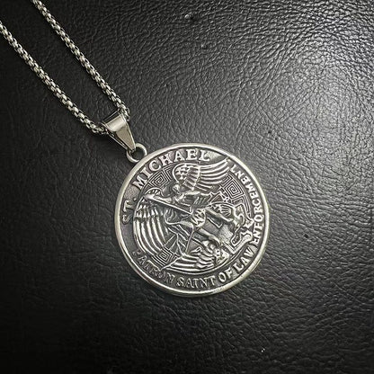 Hip Punk Saint Michael Angel Medal Pendant