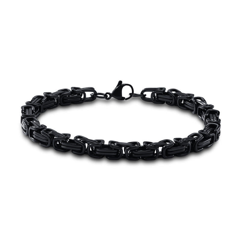 Men Stainless Steel Punk Byzantine Link Chain Bracelet