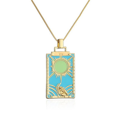 Moon Star Tarot Card Necklace