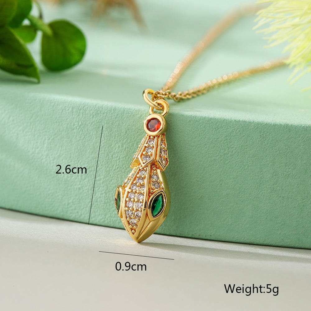 Color Stones Snake Shape Pendant Necklace