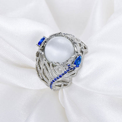 Luxurious Hollow Full Stone Moonstone Ring