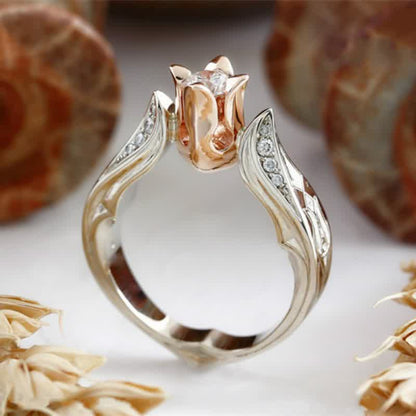 Rosegold Rose Flower Retro Ring