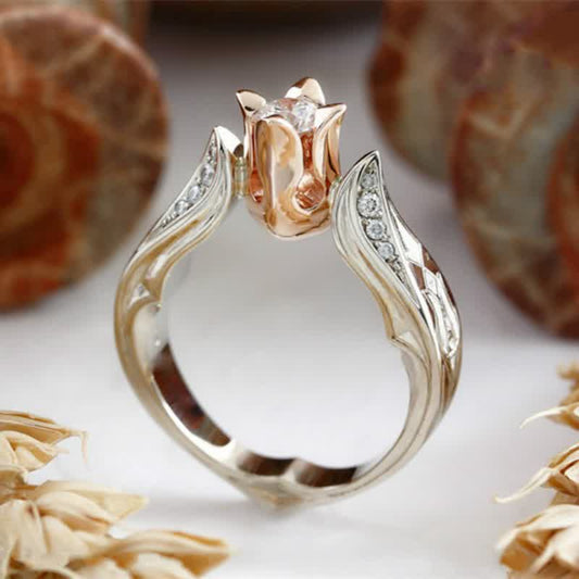 Rosegold Rose Flower Retro Ring