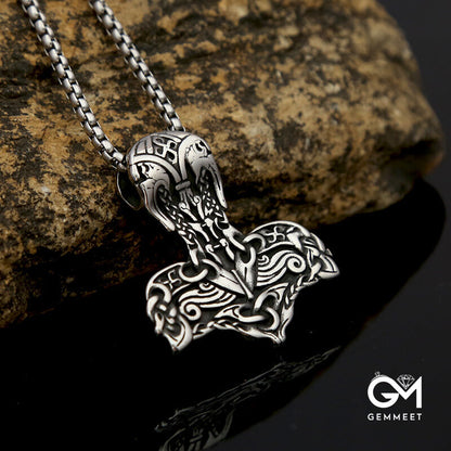 Stainless Steel Odin Sol Thor Hammer Pendant Necklace