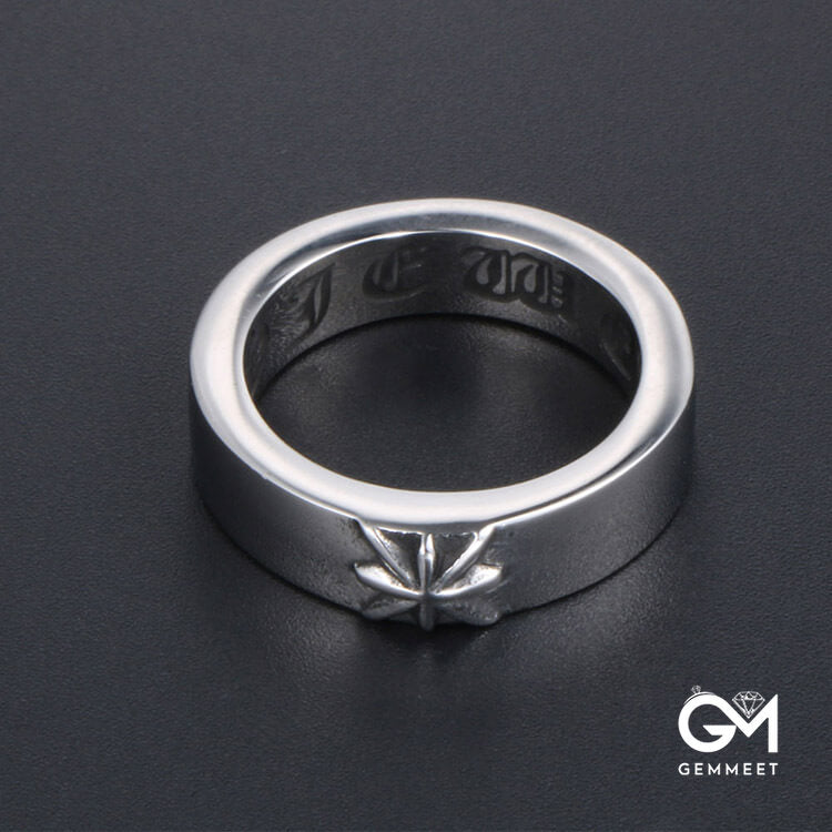 Simple Titanium Steel Octet Star Rune Ring